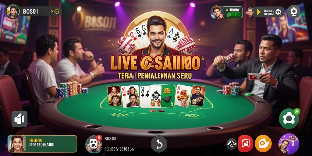 Tampilan gameplay langsung yang seru dari BOS01 di Live Casino.
