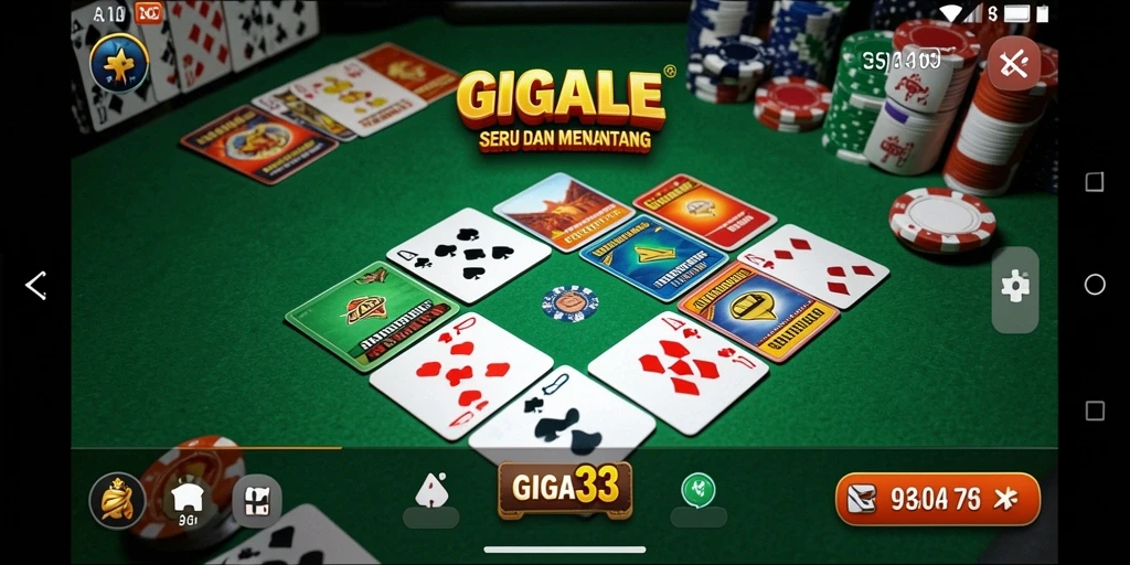 Tampilan permainan GIGA33 dengan grafis menarik dan gameplay Gaple yang seru.