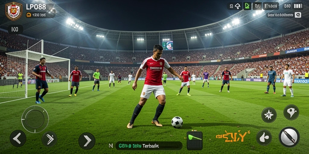 Screenshot gameplay LPO88 yang memperlihatkan pertandingan sepak bola yang mendebarkan.