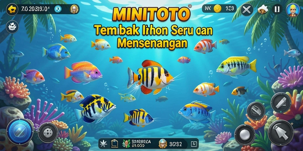 Tampilan gameplay seru dalam MINITOTO dengan beragam ikan.