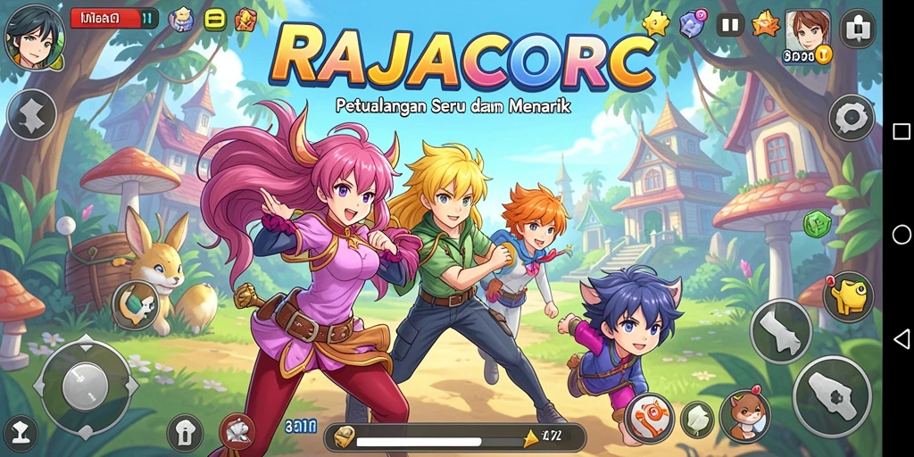 Tampilan gameplay menakjubkan dari RAJACORC dengan karakter Anime.